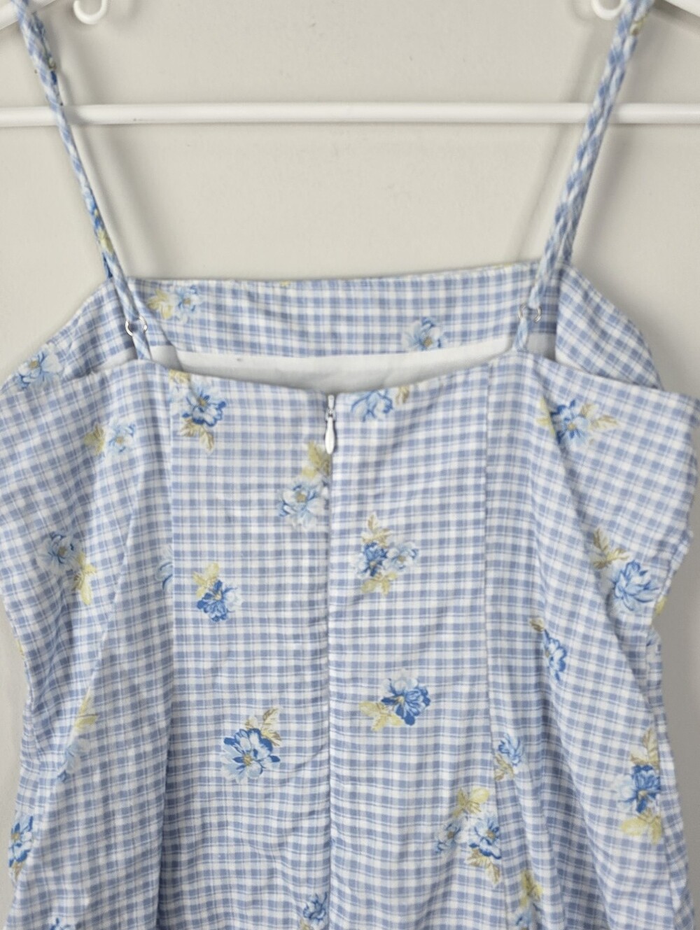 Majorelle Pearson Mini Dress Linen Blend Polly Gingham Print S Floral - Picture 7 of 14